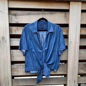 Gap Tie-Waist Blouse in Denim
